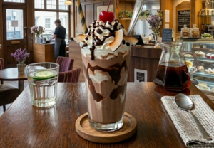 Creamy milkshake served at Caffe Lucia Swansea